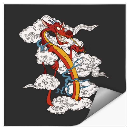 Disney Mulan Chinese New Years Sassy Mushu Clouds Portrait Stickers