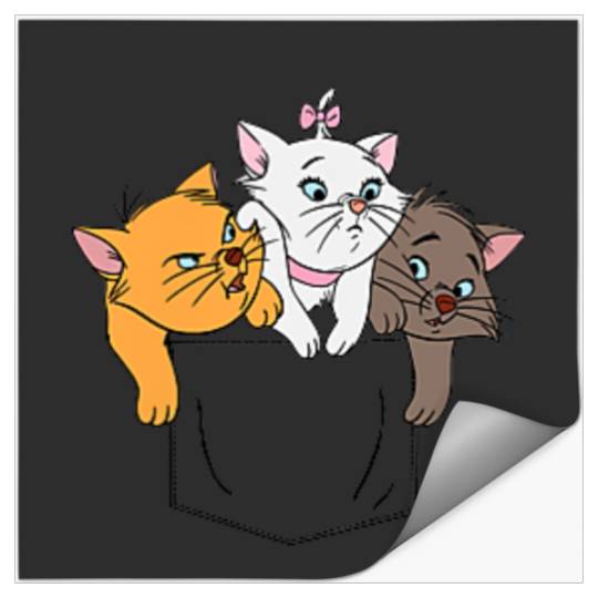 Disney The Aristocats Adorable Kittens Trio Faux Pocket Logo Stickers
