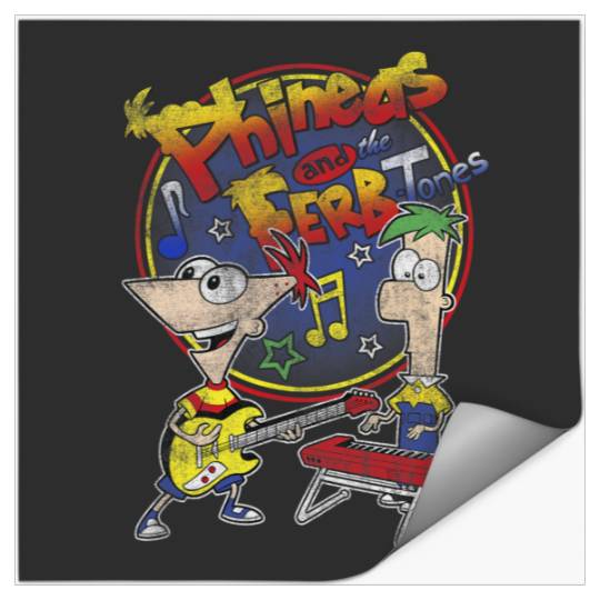 Disney Phineas And Ferb-Tones Distressed Band Logo Stickers