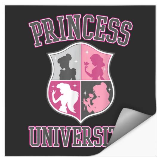 Disney Princess University College Text Logo Gra Stickers