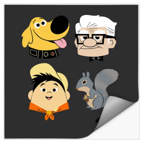 Disney Pixar Up Carl Russell Dug & Squirrel Group Shot Stickers