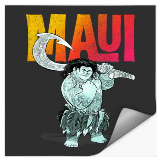 Discover Disneyss Moana Maui Gradient Text Tough Pose Portrait Stickers