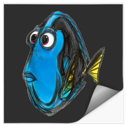 Disneyss Pixars Finding Nemo Dory Blue Fish Sketch Portrait Stickers