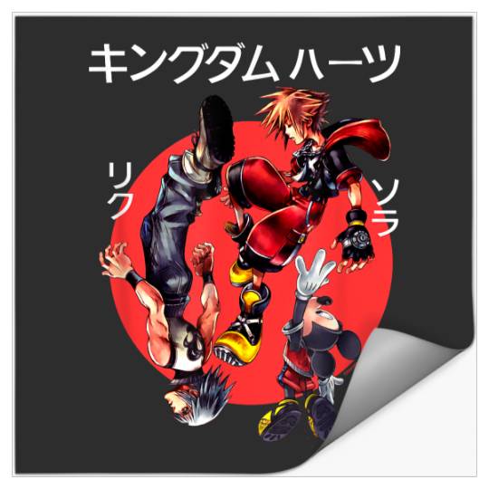 Disney Kingdom Hearts Sora Riku Mickey Kanji Group Shot Logo Stickers