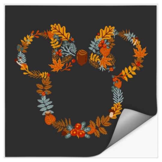 Disney Mickey And Friends Autumn Foliage Mickey Ears Happy Thanksgiving Stickers