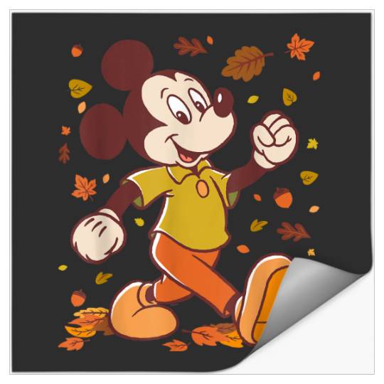 Disney Mickey Mouse Strolling Through Autumn Leaves Fall Stickers