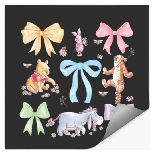 Disney Winnie the Pooh Cute Group Shot Sketch Chest Logo Stickers