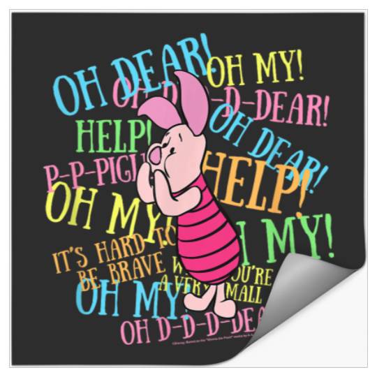 Disney Winnie The Pooh Piglet Scared Quotes Stickers