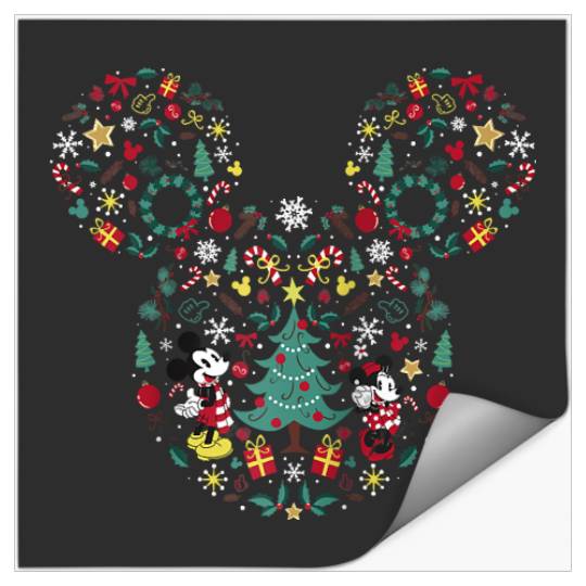 Disney Mickey And Friends Christmas Icon Mix Mouse Ears Raglan Baseball Tee Stickers