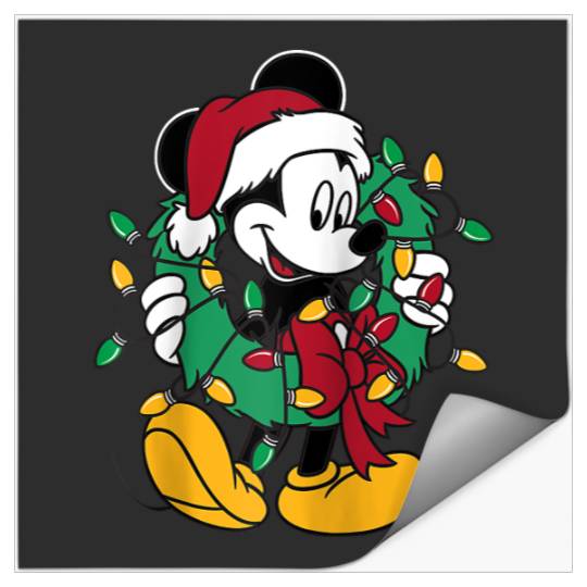 Disney Mickey Mouse Christmas Lights Raglan Baseball Tee Stickers