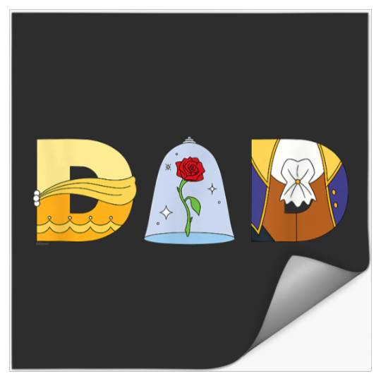 Disney Beauty And The Beast Belle Fathers Day Birthday Dad Stickers