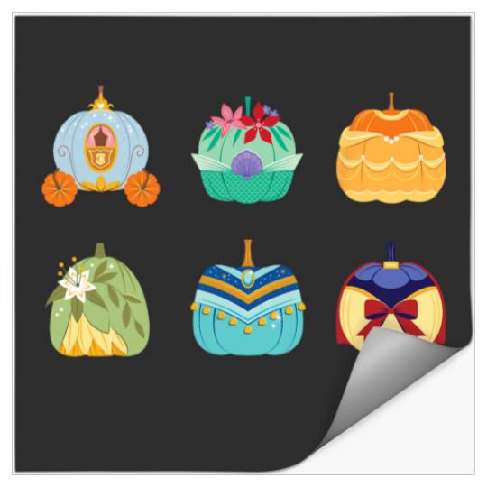 Disney Princess Pumpkins Fall Autumn Six Pumpkin Princesses Stickers