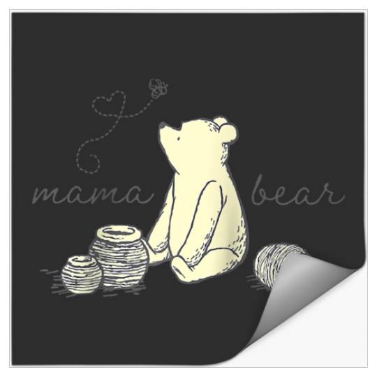 Disney Winnie the Pooh Mama Bear Cute Pooh Big Chest Logo Raglan Baseball Tee Stickers