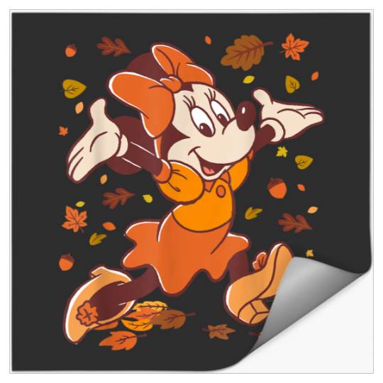 Disney Minnie Mouse Strolling Through Autumn Leaves Fall Stickers