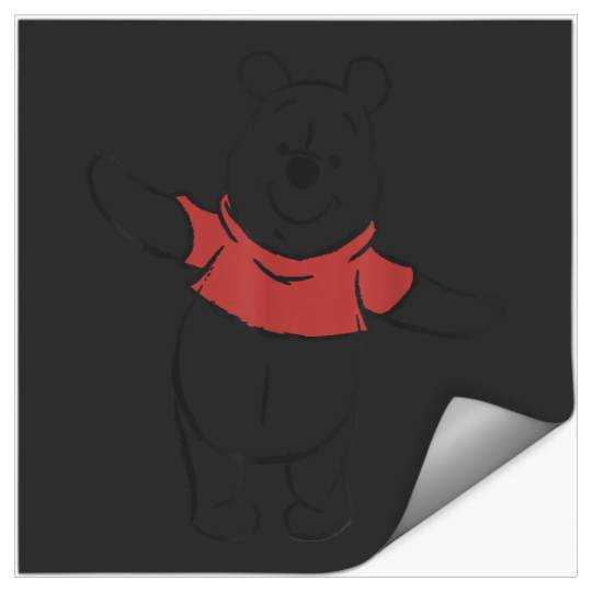 Disney Winnie The Pooh Simple Outline Sketch T-Shirt Stickers