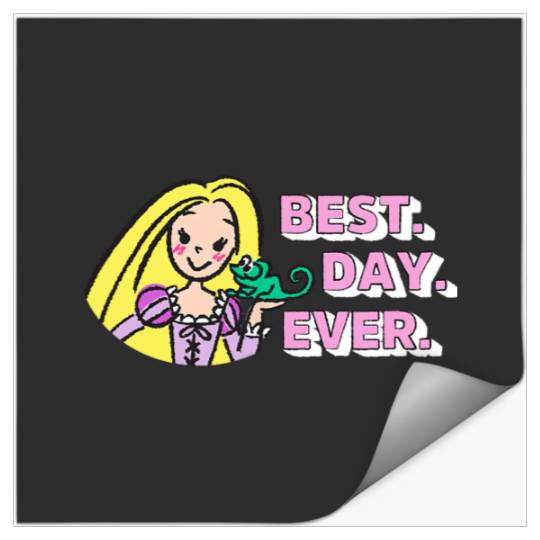 Disney Tangled Rapunzel Pascal Drawing Best Day Ever Logo Stickers