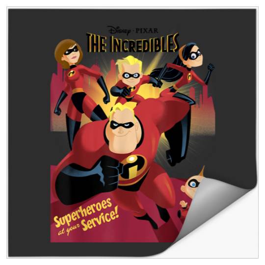 Disney The Incredibles Superhero Group Poster Retro Stickers