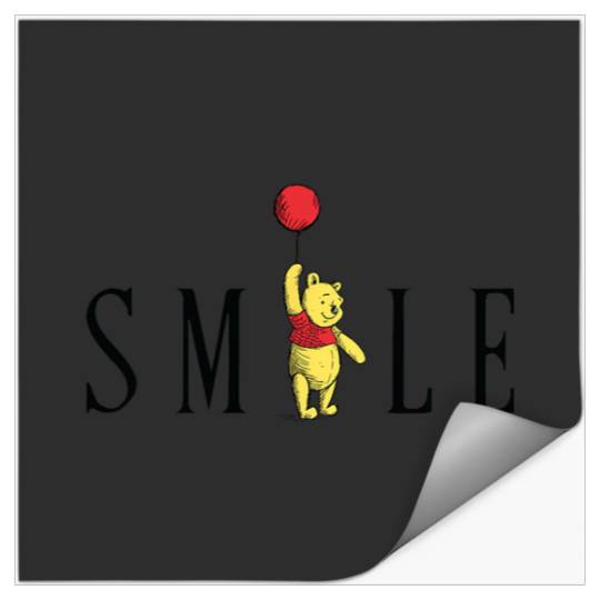 Disney Winnie The Pooh Smile Pooh Hanging Onto Red Balloon Stickers