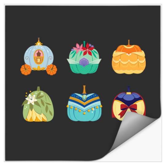 Disney Princess Pumpkins Fall Autumn Six Pumpkin Princesses Stickers