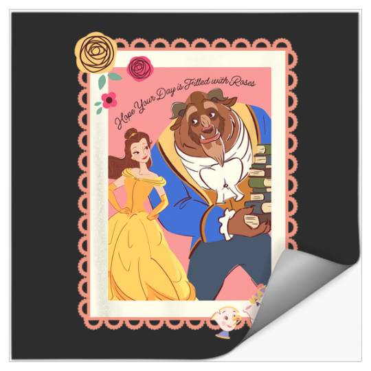Disney Princess Belle Beast Valentines Day Filled with Roses Stickers