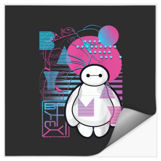 Disney Big Hero 6 Baymax Neon Blue Print Schemat Stickers