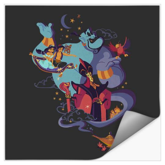 Disney Aladdin Group Shot Night Portrait Premium Stickers