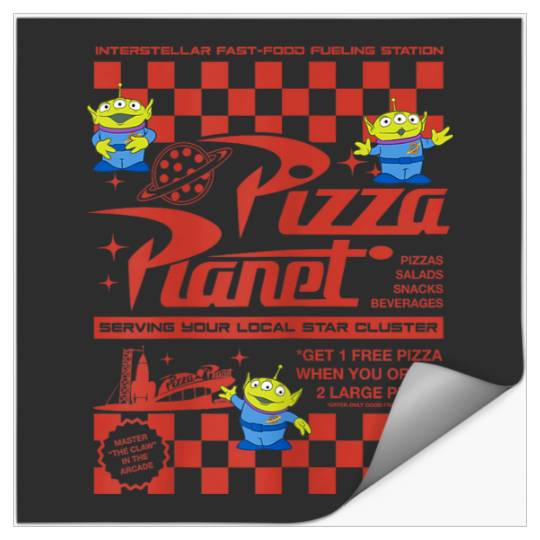 Disney Pixar Toy Story Pizza Planet Iconic Retro Flyer Logo Stickers