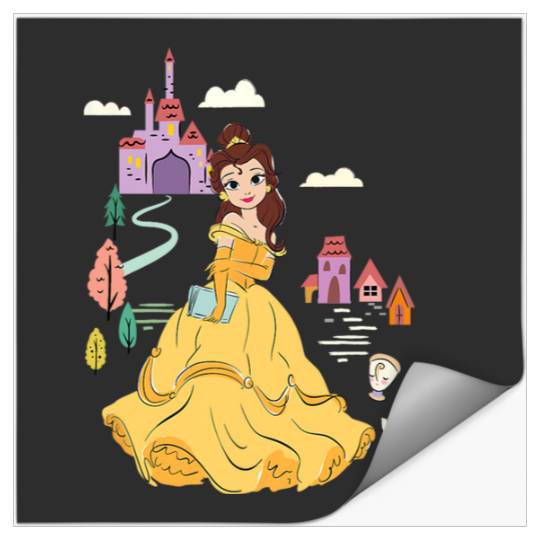Disney Beauty and the Beast Belle & Mrs. Potts Floral Sketch Stickers