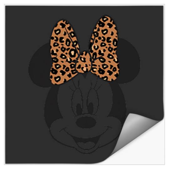 Disney Minnie Mouse Leppard Print Bow Minnie Pocket Logo Stickers