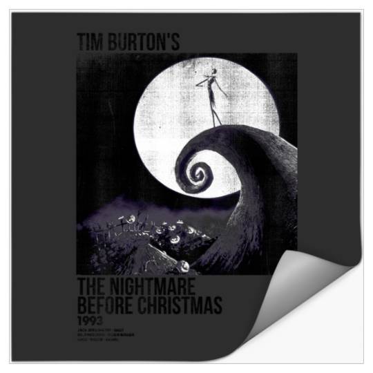 Disney Nightmare Before Christmas Movie Poster Ink Rolled Merry Christmas 2024 Stickers