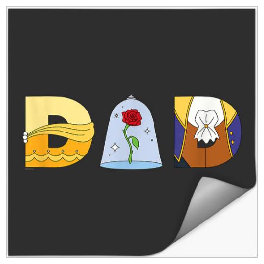 Disney Beauty And The Beast Belle Fathers Day Birthday Dad Stickers