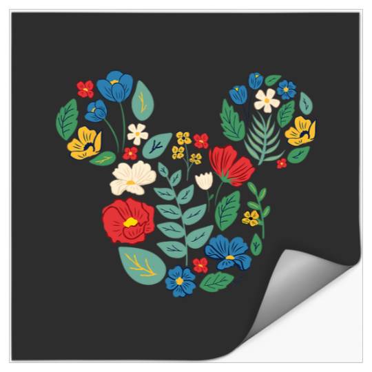Disney Mickey Mouse Head Shape Icon Flowers Garden Spring Stickers