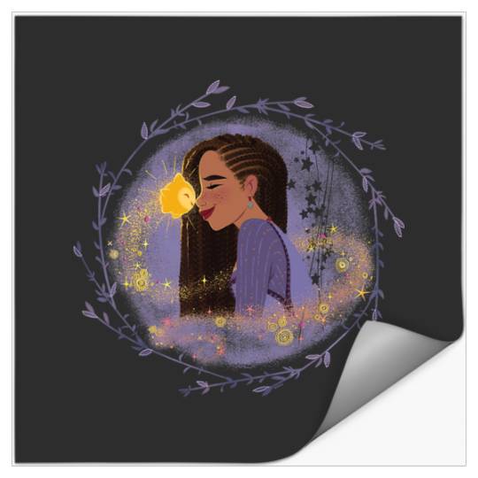 Disney Wish Asha and Star Nose to Nose Circle Stickers