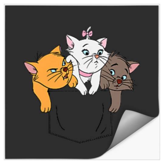 Disney The Aristocats Adorable Kittens Trio Faux Pocket Logo Stickers