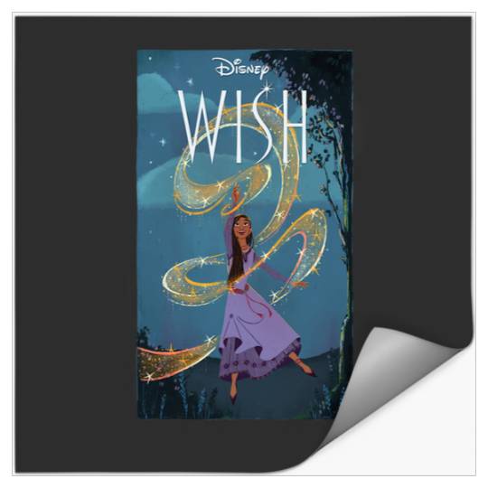 Disney Wish Asha Starry Swirl Rosas Night and Movie Logo Stickers