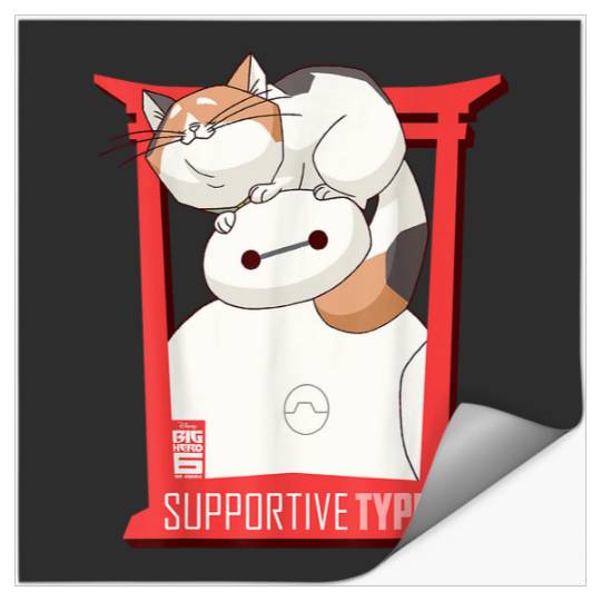 Disney Big Hero 6 TV Series Baymax and Cat Graphic T-Shirt T-Shirt Stickers