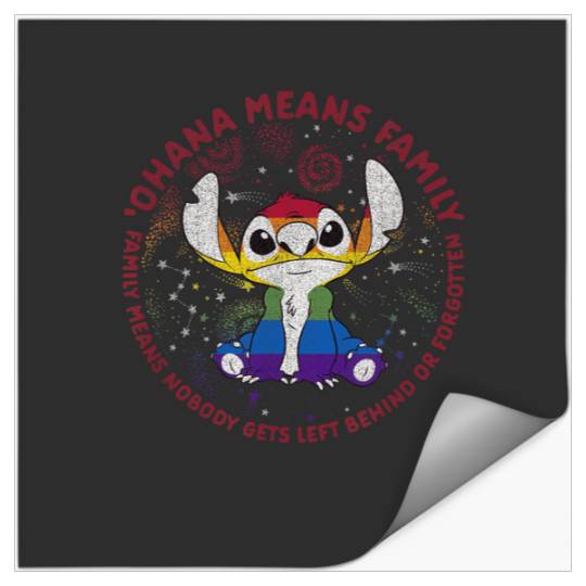 Disney Lilo Stich Ohana Pride Circle Short Sleev Stickers