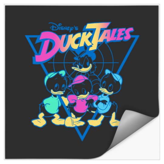 Disney DuckTales  Neon Outlines Group Shot Distressed Stickers