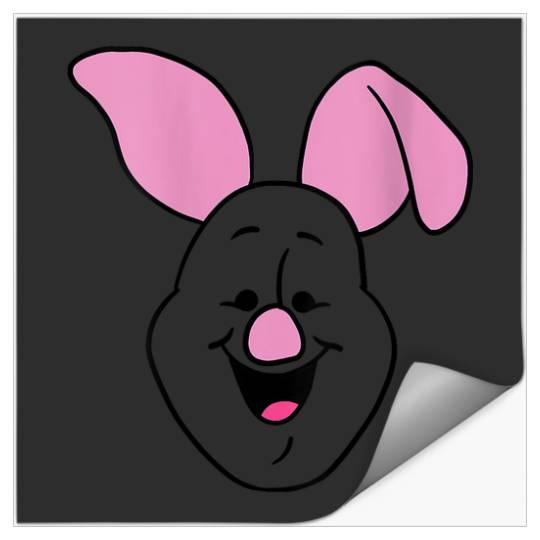 Womens Disney Winnie The Pooh Piglet Large Face V-Neck T-Shirt Stickers