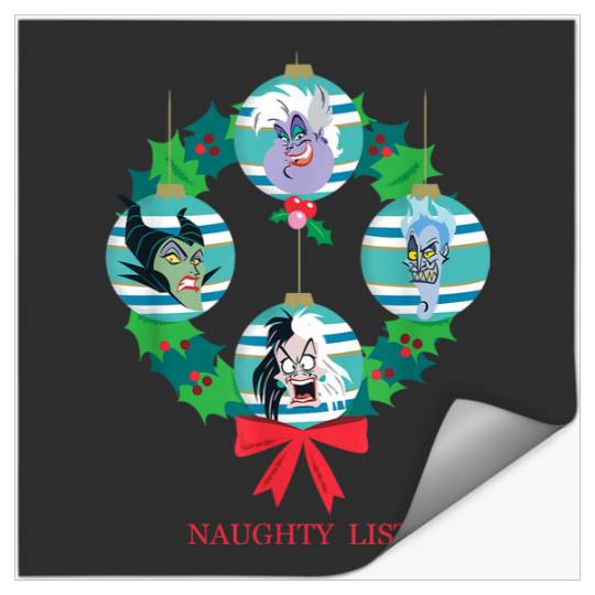 Disneyss Villains Holiday Christmas Wreath Naughty List Stickers