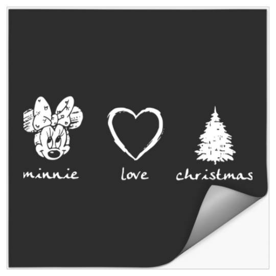 Minnie Love Christmas Heart Tree Love Black White Christmas  1: Mickey Disney Christmas, Disney Christmas Stickers
