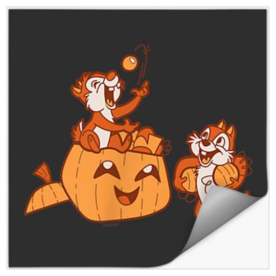 Disneyss Chip N Dale Halloween Pumpkin Bucket Corner Art Stickers