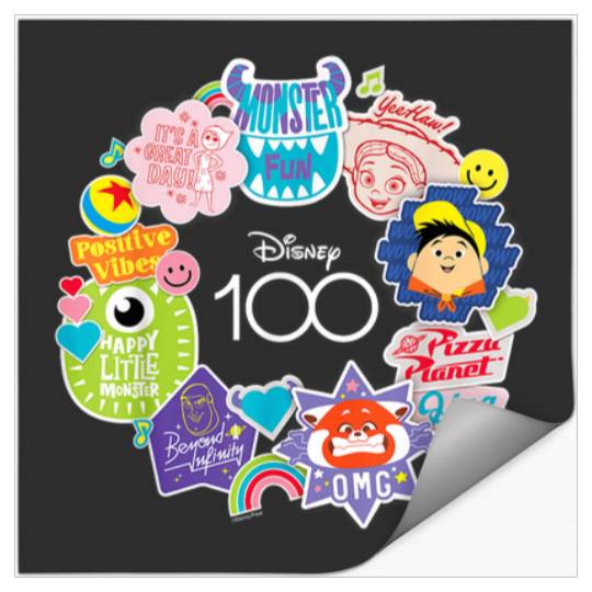 Disney 100 Pixar Happy Faces Sticker Circle D100 Stickers