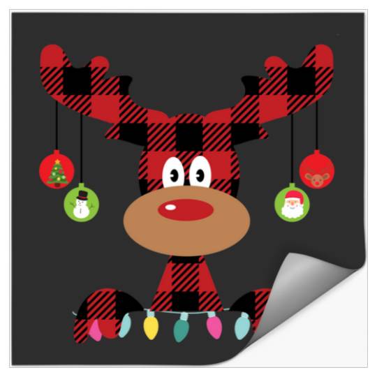 Funny Christmas Plaid Moose  : Mickey Disney Christmas, Disney Christmas Stickers