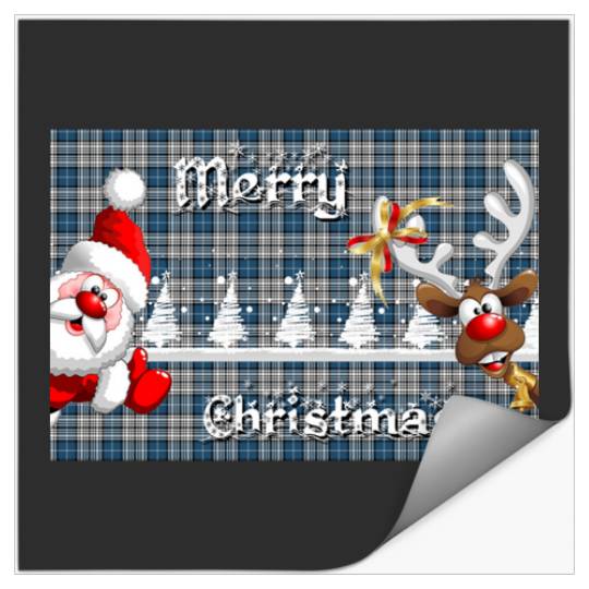 Merry Christmas Napier tartan Santa Rudolph fir trees  : Mickey Disney Christmas, Disney Christmas Stickers