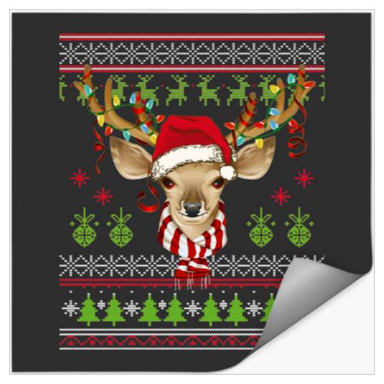 Deer Christmas Reindeer Santa Hat  1: Mickey Disney Christmas, Disney Christmas Stickers