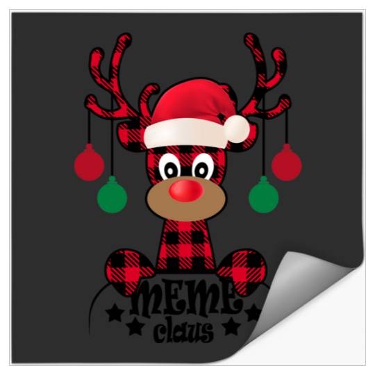 Meme Claus - Meme Christmas Buffalo Plaid Moose Reindeer  : Mickey Disney Christmas, Disney Christmas Stickers