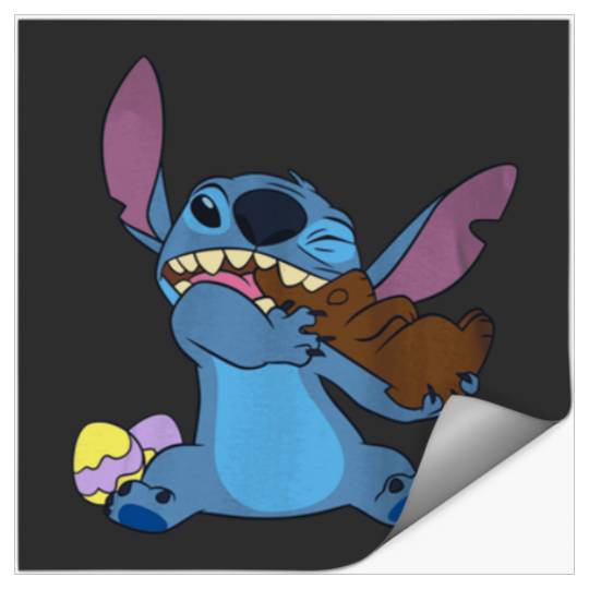 Disney Stitch Eats Chocolate Bunny Easter Stickers
