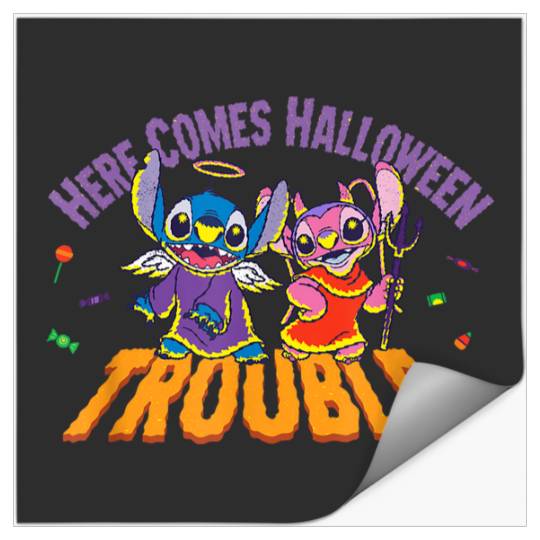 Disneyss Stitch Angel Here Comes Halloween Trouble Stickers