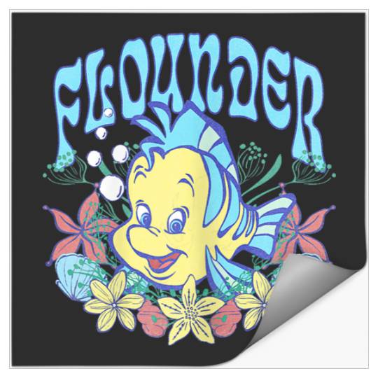 Disneyss The Little Mermaid Cute Flounder Floral Chest Poster Stickers